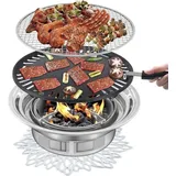 Famanu Holzkohlegrill Tragbarer BBQ Grill - Edelstahl, 35 cm Durchmesser