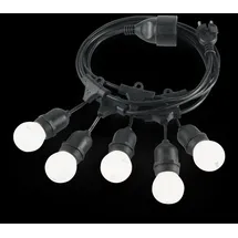Ideal Lux Outdoor Lichterkette FIESTA, IP44, 5x E27, Länge 303cm, mit Stecker und Kupplung, Schwarz