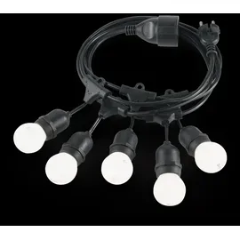 Ideal Lux Outdoor Lichterkette FIESTA, IP44, 5x E27, Länge 303cm, mit Stecker und Kupplung, Schwarz