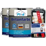 plid Acryl-Flüssigkunststoff Premium Betonfarbe Sockelfarbe Bodenfarbe Bodenbeschichtung Set, Schnelltrocknend grau|silberfarben
