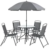 [en.casa] Milagro Set 5-tlg. dunkelgrau inkl. Sonnenschirm