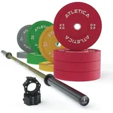 Atletica Beta Powerlifting Hantelstangen Set Spezielle Powerlifting-Langhantel | 190kg Bumper Plates | Pro Collars | Kraft und Präzision Beta Powerlifting Hantelstange Farbe Military Green