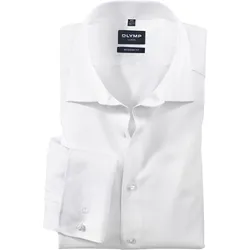 Smokinghemd OLYMP "Luxor modern fit", Herren, Gr. 44, N-Gr, weiß, Obermaterial: 100% Baumwolle, festlich, Langarm Aufschlag, Hemden
