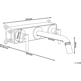Beliani ISHINCA Waschtischarmatur Silber
