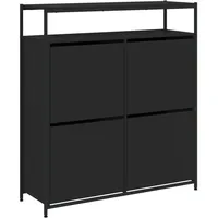VidaXL Schuhschrank mit 4 Klappen Schwarz 100x34x112 cm