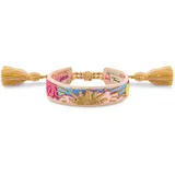 Thomas Sabo Armband mit Sonne, Palme und Kaktus in Gold, Pink und Grün Polyester 15,00-24,00 cm ACC0046-302-7-L24V
