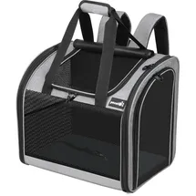 Pecute Rucksack Hunde & Kleine Katzen 5kg, Katzentrage, Haustier Handtasche und Rucksack, Haustiertrage mit belüftetem Design, Faltbarer Haustiertrage-Rucksack für Hunde und Katzen, Grau