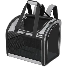 Pecute Rucksack Hunde & Kleine Katzen 5kg, Katzentrage, Haustier Handtasche und Rucksack, Haustiertrage mit belüftetem Design, Faltbarer Haustiertrage-Rucksack für Hunde und Katzen, Grau