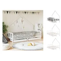vidaXL Kinderbett mit Schubladen Weiß 90x200 cm Massivholz Kiefer