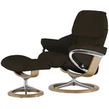 Stressless Relaxsessel Reno Leder 92 x 110 x 80 cm Braun mit Hocker