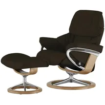 Stressless Relaxsessel Reno Leder 92 x 110 x 80 cm Braun mit Hocker