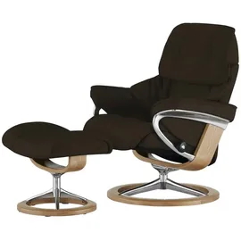 Stressless Relaxsessel Reno Leder 92 x 110 x 80 cm Braun mit Hocker