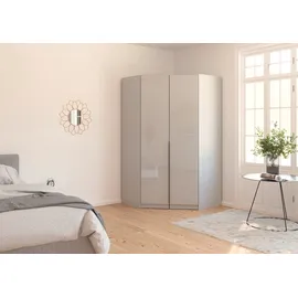 otto home Eckkleiderschrank OTTO HOME "Kleiderschrank Schrank Ankleidezimmer Schlafzimmer Garderobe AGORDO", grau (seidengrau, glas seidengrau), B:117cm H:210cm T:117cm, Holzwerkstoff, Schränke, Eckkleiderschrank, mit Glastüren, voll ausgestattet mit viel Stauraum