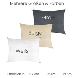 Jardinion Sonnensegel 3x5m Grau rechteckig – Sonnenschutz Terrasse, HDPE 180g/m2, Schattensegel mit UV-Schutz, Sonnensegel Garten, Balkon und Camping