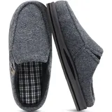 ONCAI Hausschuhe Herren mit Orthopädische Arch Support, Komfort Baumwolle Memory Foam Plantar Fasciitis Haus Hausschuhe Warme Clogs Indoor Outdoor Rutschfest Gummisohle Filz Grau Größe 44 - 44 EU