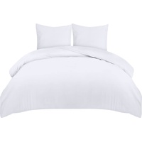 Utopia Bedding Bettwäsche 220x240 Set - Mikrofaser Bettbezug 240x220 cm + 2 Kissenbezüge 65x65 cm - Bedruckt weiß