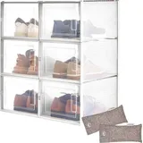 Unyqoos®️ Schuhbox - 6 stapelbare Schuhboxen - Robuste stapelbare transparente Schuhboxen mit Hinterlüftung für die Schuhaufbewahrung - Transp...