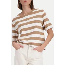 Monari Sweatshirt Streifenmuster Braun 40