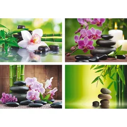Poster ARTLAND "Spa Bambus Zweige Zen Steine", grün (farbe bild(er): grün), B:29,7cm H:21cm, Papier, Bilder, Poster, Wandbild, Bild, Wandposter
