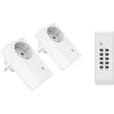 Perfect Funksteckdosen Set, 2x Funksteckdose, 1x Funkfernbedienung, Indoor, 220-240V - 50 Hz, 1100 Watt, 30m Reichweite, weiß