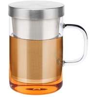 AILOS Borosilikatglas-Teetasse Teeglas, Glas-Teekanne, 450 ml Aufgussglas-Teetasse Borosilikatglas-Teetasse mit Filter und Deckel für die Küche zu Hause