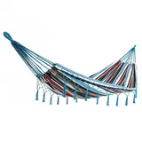 DETEX Hängematte 2 Personen XXL 150cm Breit Bis 300kg Boho-Style strapazierfähig Wetterfest Gartenhängematte Blau