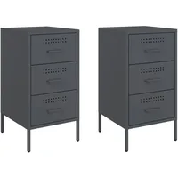 VidaXL Nachttische 2 Stk. Anthrazit 36x39x68 cm Stahl