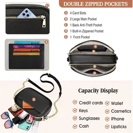 TEUEN Damen-Umhängetasche PU Leder Crossbody Bag Elegante Schultertasche