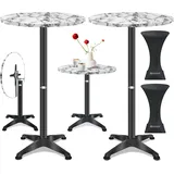 KESSER KESSER® 2in1 Stehtisch klappbar Bistrotisch Aluminium Edelstahlplatte höhenverstellbar 70cm / 115cm Partytisch Tisch In- & Outdoor Hochzeit Empfangstisch Klapptisch inklusive Regencover