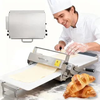 Teigausrollmaschine Aus Edelstahl, Faltbare Ausrollmaschinen,Tisch-Teigausrollmaschine, Kommerzielle,10 Einstellbare Dickeneinstellungen,FüR BäCkereipizza, Croissants Type300