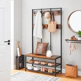 VASAGLE Garderobenbank HSR86BXV1 100 x 100 x 0 cm braun, schwarz matt