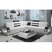 Xlmoebel Ecksofa Leder-Ecksofa mit Polsterung und L-Form, ideal für Wohnlandschaften -, Hergestellt in Europa weiß
