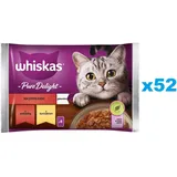 whiskas Adult 52 x 85g Juicy Bites Nassfutter für Katzen mit Rindfleisch, Huhn