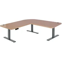 MCW Eckschreibtisch D40 hellbraun / anthrazit-grau