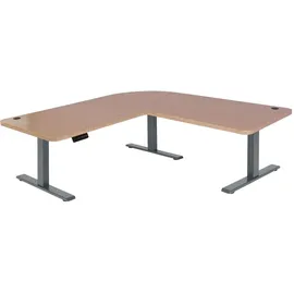 MCW Eckschreibtisch D40 hellbraun / anthrazit-grau