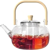 Wlasss Teekessel aus Glas mit herausnehmbarem Teesieb, Herdplattensicher, Glas-Teekanne 1000 ml, Teekanne mit Teesieb für losen Tee, Muttertagsgeschenke