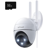 ieGeek 2K Überwachungskamera Wlan mit 32GB SD-Karte, PTZ Outdoor IP Kamera Überwachung WiFi Dome Camera mit Farbnachtsicht, Mensch Bewegungsmelde...