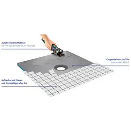 Marwell PLANO Duschelement 90x90 cm befliesbar Grau