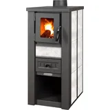 ProTermo Kaminofen Lava Ceramic Weiß 6,5 kw, 35x44x78 cm Holzofen