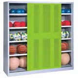 C+P Ballschrank mit Lochblech-Schiebetüren (Typ 4). HxBxT: 195x120x40 cm Clowngrün EINHEITSFARBE No Size