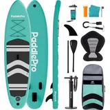 LifeGoods PaddlePro SUP Board mit Sitz, aufblasbares Stand-Up-Paddle-Board, komplettes Set 320x81 cm, 150 kg, Mintgrün/Schwarz – Paddel Board mi... - Grün/Schwarz