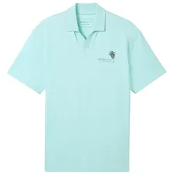 TOM TAILOR DENIM Herren Relaxed Poloshirt, blau, Print, Gr. XL