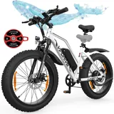 Vipdrive EBike Damen, Elektrofahrrad Damen Herren mit 250W Motor, E Fatbike 26 Zoll mit 624Wh Abnehmbarer Akku, Fahrrad Elektro mit 3 PAS-Modus, 7-Gang-All-Terrain E Mountainbike Bikes