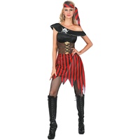 Vegaoo Heißes Piraten-Damenkostüm schwarz-rot-Weiss - L