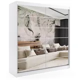 altdecor Schiebetürenschrank Flora 200 x 216 x 61 cm Weiß