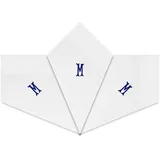 Warwick & Vance Taschentücher für Herren und Herren, Satin, mit blauen gestickten Initialen, 3 Stück, M, 40cm x 40cm - 40cm x 40cm