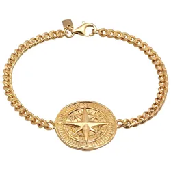 KUZZOI Kompass Maritim Maskulin Massiv 925 Silber Armbänder & Armreife   Herren 