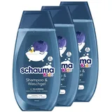 Schauma Schwarzkopf Kids Shampoo & Waschgel Blaubeere (3x 250 ml), Kinder Shampoo entwirrt das Haar für leichtere Kämmbarkeit, mit mildem & frischem Duft