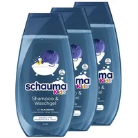 Schauma Schwarzkopf Kids Shampoo & Waschgel Blaubeere (3x 250 ml), Kinder Shampoo entwirrt das Haar für leichtere Kämmbarkeit, mit mildem & frischem Duft
