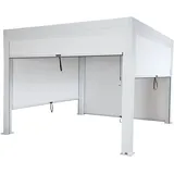 Mendler Pergola MCW-L46 mit Seitenwand Weiß 11 cm Alu-Gestell 3 x 3 m